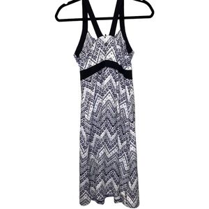 Prana Black White Gray Zig Zag Athletic Activewear Performance Dress 4697